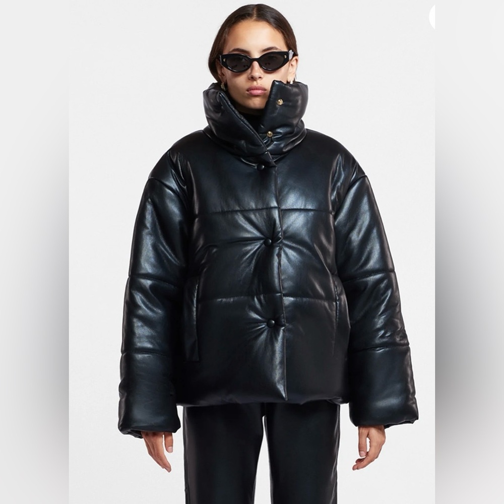 Nanushka Shiny Black Puffer Jacket